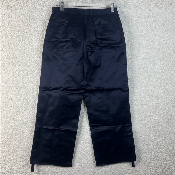 NWOT Ter Et Bantine Women Navy Satin High Waist Wide Leg Cropped Pants Size US 6 - Picture 9 of 12